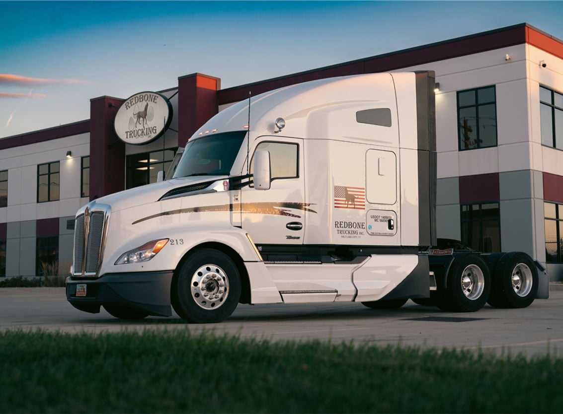white Freightliner Semi Truck side view